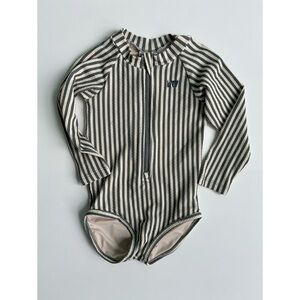 EUC Kidwild Slate Blue Striped Kids Swim One Piece 4/5y